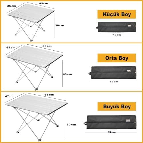 HAEGS Full Alüminyum Katlanır Kamp Masası, Piknik, BBQ, Balıkçılık, Doğa Aktiviteleri, Plaj için Kolay Taşınabilir Kompakt Outdoor Ultra Hafif Kamp Masası Küçük Boy - Siyah - Görsel 3