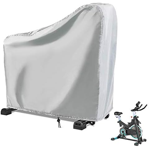 Rilime Exercise Bike Cover, Upright Cycling Protective Stationary Bike Covers Outdoor Storage Waterproof Dustproof Bicycle Cover Ideal for Indoor & Outdoor Fitness(Silver) Cover