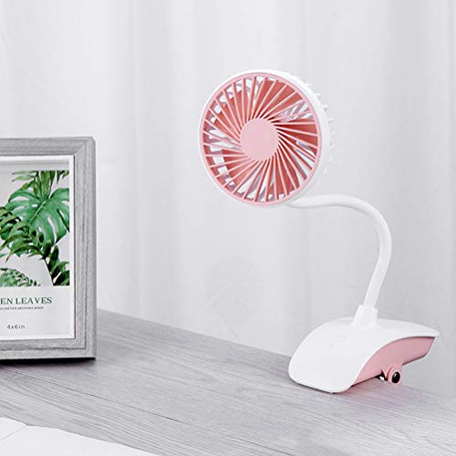 1 peça criativa 1200 mAh USB pequeno clipe ventilador desktop para crianças verão meninas (rosa)