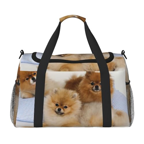 Sac de week-end imprimé Poméranie noir en taille unique pour femme