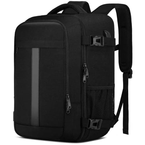 PUSLOM für Ryanair Handgepäck 40x20x25 Handgepäck Rucksack für Flugzeug 20L Klein Reiserucksack Handgepäck Tasche Laptop Rucksack 14 Zoll mit USB Ladeanschluss Reisetasche für Herren Damen,Schwarz
