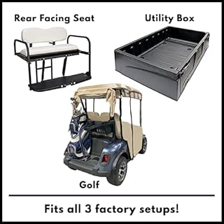 Golf Cart Cover – Fits Club Car Onward, DoorWorks fits Golf Bags, Utility Boxes, Rear Facing Seats Precedent and Acrylic Dyed SDA Canvas Golf Cart Enclosures Wheat