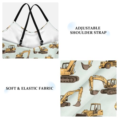 senya Girls Swimsuits One-Piece Swimwear Tie Bathing Suit Beach Summer Round Neck 5-6T Excavator Pattern3