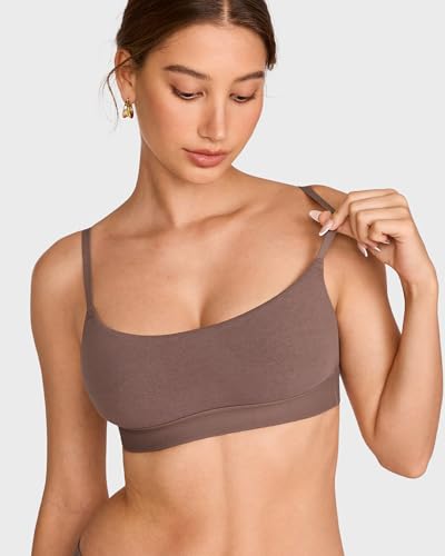 Image of INLYRIC Women's Cotton Bralette - Wireless Unlined Sleep Comfortable Seamless Cami Bra