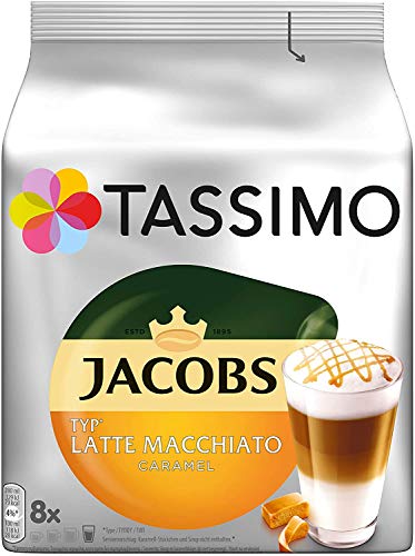TASSIMO Jacobs Latte Macchiato Caramel Coffee Pods (10 packs, 80 Drinks)
