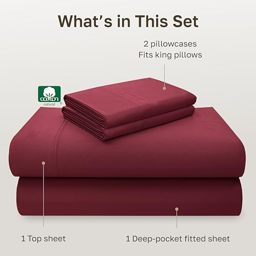 Image of California Design Den Cal King Sheet Set - Luxury 600 Thread Count 100% Cotton Sateen Bed Sheets California King Size Set with Deep Pockets, Hotel-Quality Bedding - Brick Red Bed Sheets