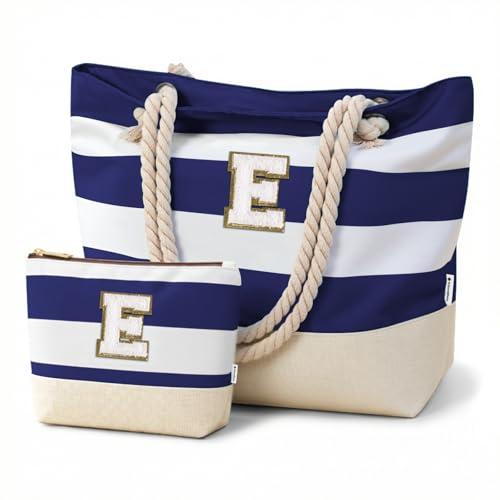 Image of Vavabox Initial Beach Tote Bag for Women, Water-resistant Travel Beach Bag Pool Bag Set, Birthday Gifts for Women Mom