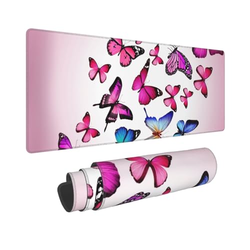 Tapis de souris imprimé papillon grand format 30x80cm sous main bureau