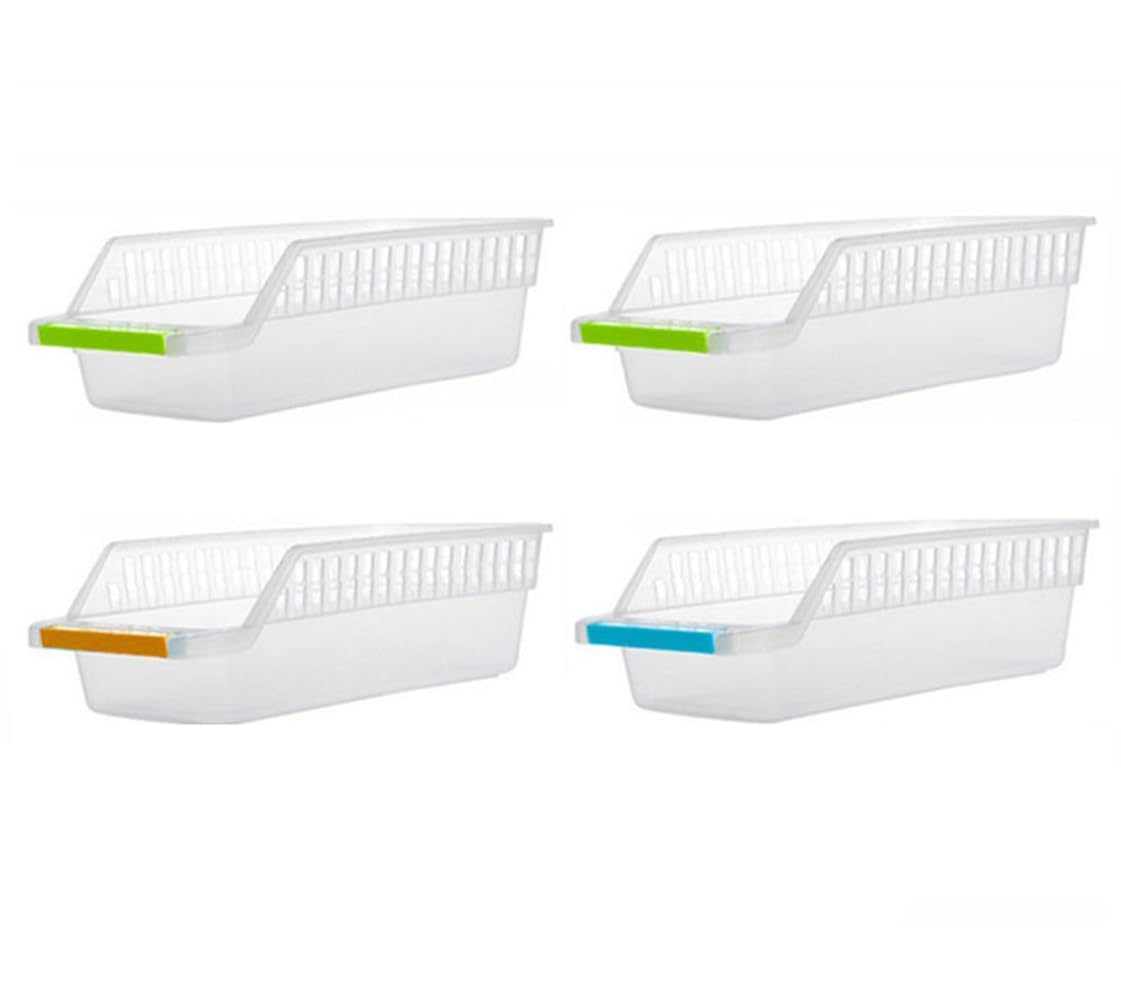 INOVERA (LABEL) 4 Pieces Plastic Storage Containers | Space Saver Box Set for Vegetables, Food, Fruits (Multi-Color)