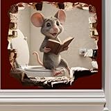 Mouse on Toilet Novelty 3D Wall Decal Sticker, Size 5 inches