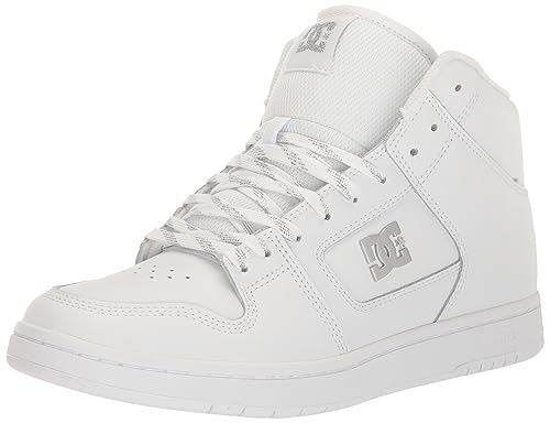 DC Women's Manteca 4 High Top Skate Shoe, White/Silver, 9