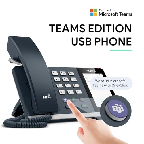 Image of Yealink MP45 Microsoft Teams Certified USB Desk Phone | NOT SIP /VoIP Compatible | Plug & Play,Powered by Computer via USB-A /C | Dedicated Teams /Skype Device.