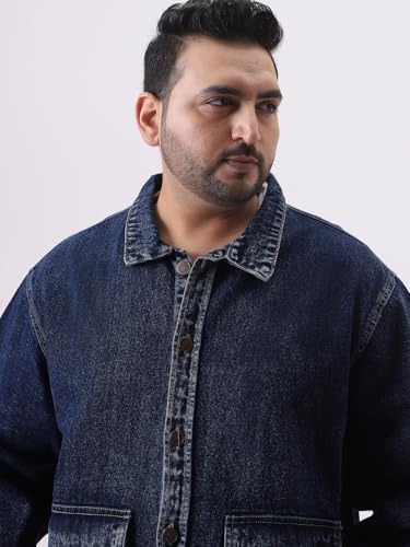 Image of Urbano Plus Men's Relaxed Fit Full Sleeve Utility Denim Jacket