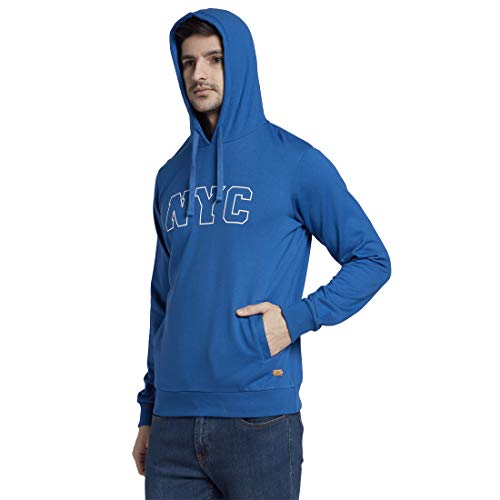 Image of Parx Solid Dark Blue Coloured Cotton Blend Sweatshirt (Size:-44)