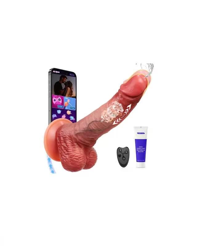 3-in-1 APP-Steuerung Dildo Vibratorensets für Frauen, 7×7 Modi Stoß-Dildo mit Vibration & Jetfunktion, Realistisches Design, USB-Aufladbar, Sex Spielzeug für die Frau & Paare