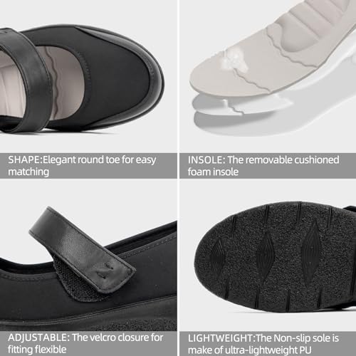 Women Orthopedic Mary Jane Flats Comfortable Bunions Walking Shoes Round Toe Lightweight Orthotic Shoes with Arch Support4