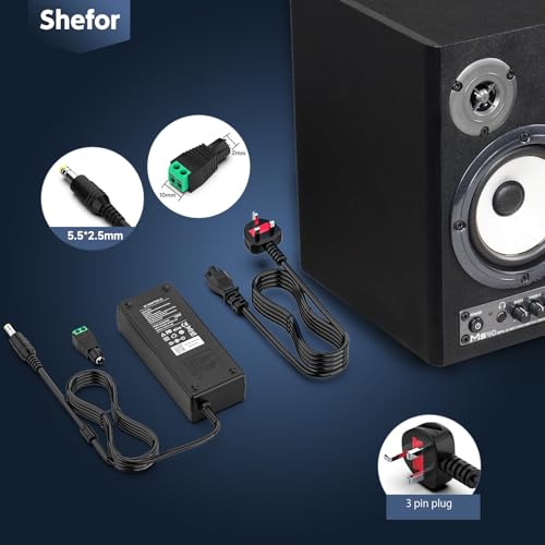 shefor 24V 5A 120W Power Supply Cable Adapter Compitable with Led Strips, LCD Monitors, LED Driver, Speakers, Router, CCTV Camera, CCTV Security System, UK plug, Wall Charger【5.5 * 2.5mm】