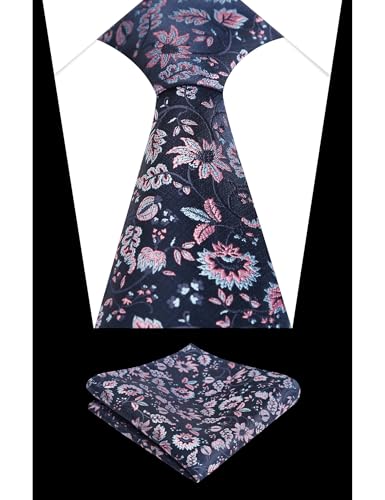 Image of Alizeal Mens 3.15inches Leaf Flower Pattern Tie Set