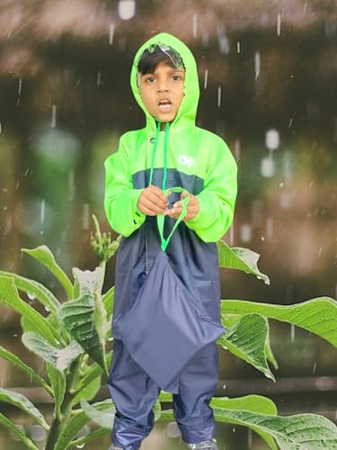 Image of Boy's & Girl's Top + Bottom Portable Light Weight Rain Coat with Hooded & Long Sleeves for Outdoor Activity