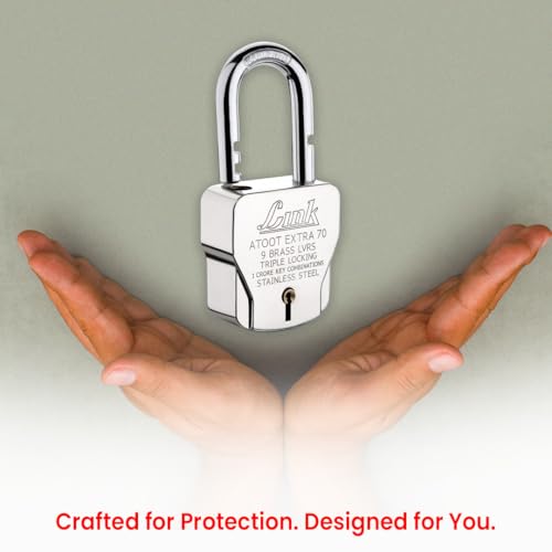 Image of Link Atoot Extra 70mm Padlocks 5Pcs Set | 1 Crore Key Combinations | Stainless Steel Body | Hardened Shackle | 9 Brass Levers | Made in India | 3 Silver Keys with Keychain | 3Kyes for Each Padlock