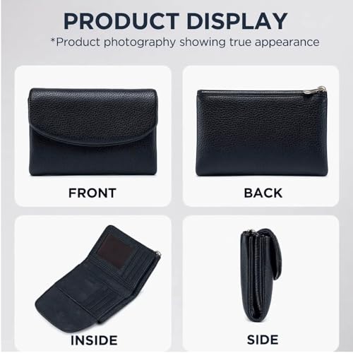 Joyfullygo Wallet Unisex Pebble Leather Wallet Genuine Soft Leather Clutch Bags Coin Credit Id Card Holder Small Wallets for Men & Women (White A)4