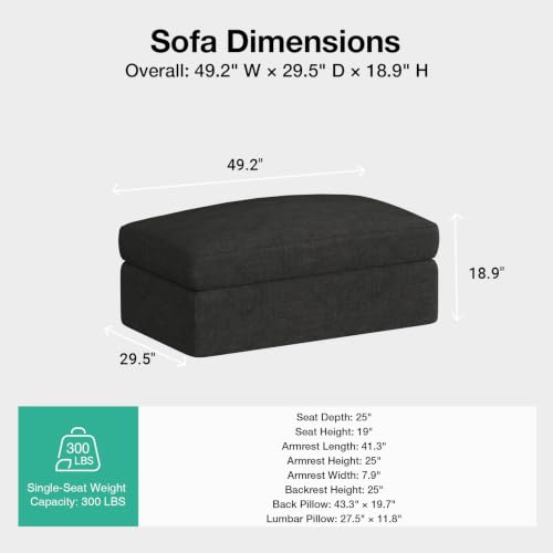 Image of Novilla Deep Seat Modular Sectional Sofa, Removable Washable Covers, Cloud Couch Chenille Boneless Sectional Couch Dark Gray, No Assembly Required, Ottoman