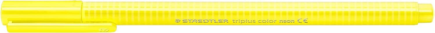 Staedtler 323-101 Triplus Felt Tip Pens Triangular Shaft in Cardboard Box, Washable, Approx. 1 mm, Box of 10, Neon Yellow