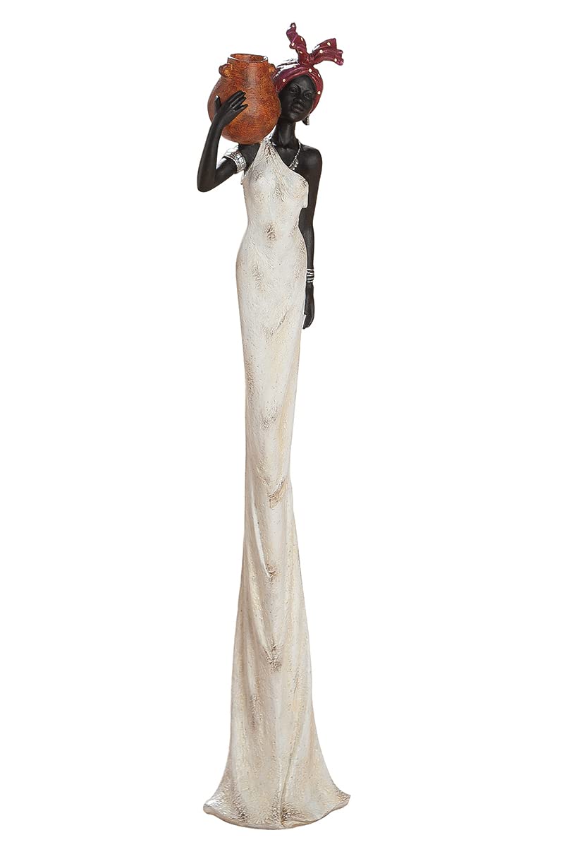 Gilde Figura decorativa XL africana Tortuga, poliresina, altezza 82 cm, marrone, crema, bianco