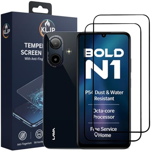 Image of Military-Grade Gorilla Tempered Glass For Lava Bold N1 With Installation Kit | Edge to Edge Coverage | Black (Pack Of 2)