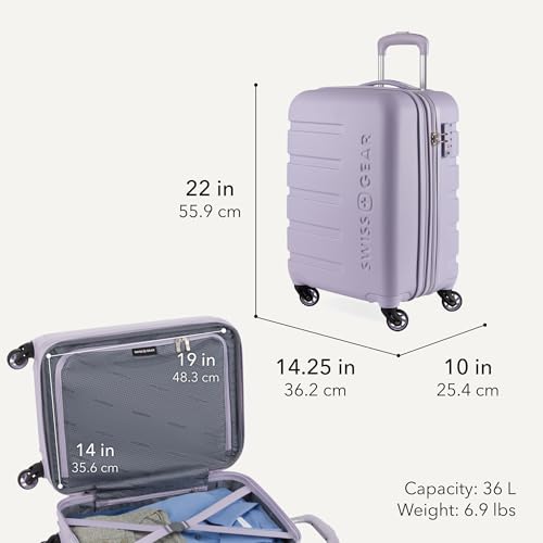 Image of SWISSGEAR Signature Hardside Expandable Carry-On Spinner Luggage, ABS Construction, TSA-Friendly Lock, and Built-In Cupholder, Evening Haze, 19-Inch