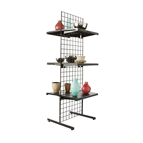 The Competitive Store 2' x 6' Gridwall Panel Tower with T-Base Floor Stand Display Kit - Perfect for Retail, Trade Shows, Art Shows, and Many More - 3-Pack Black