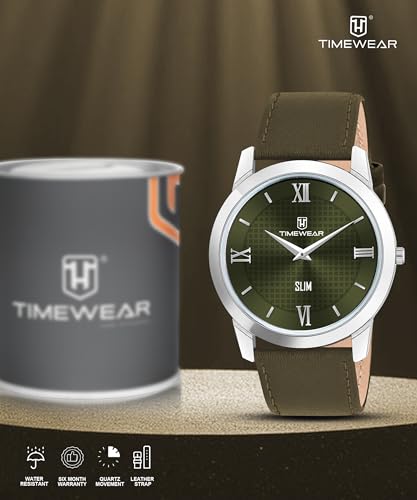 Image of TIMEWEAR Analog Slim Two Hands Leather Strap Watch for Men