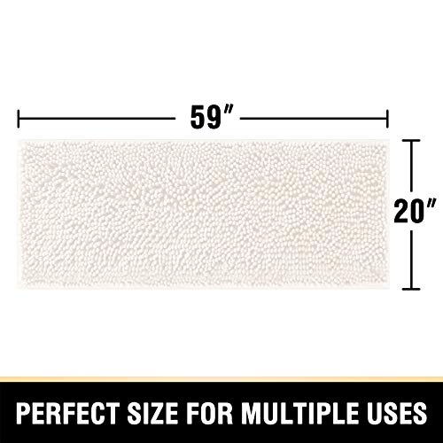 H.VERSAILTEX Bathroom Rugs Bath Mats Non Slip Chenille Bathroom Runner Rug 59x20 Extra Soft and Absorbent Shaggy Rugs Washable Dry Fast Plush Area Carpet Mats for Bath Room, Tub - Ivory by H.VERSAILTEX - Used condition - Image 7