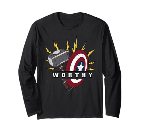 T-shirt Captain America Worthy Hammer Shield Avengers Endgame manches longues homme