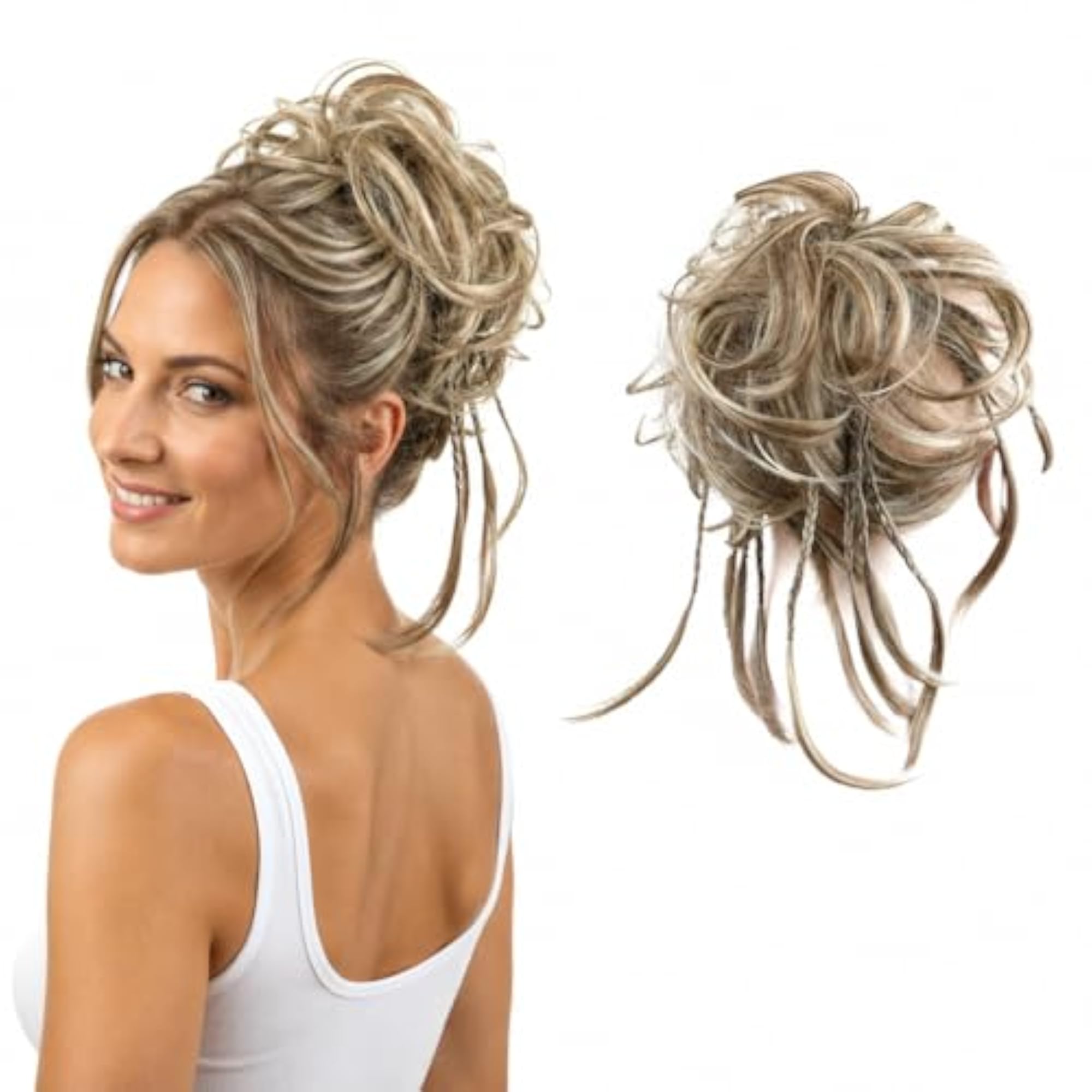 Dirty Blonde Messy Bun Hair Scrunchie, Voluminous Updo