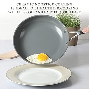 Martha Stewart Delaroux Stainless Steel 95 12 PFAs Free Premium Ceramic Nonstick Fry Pan Set