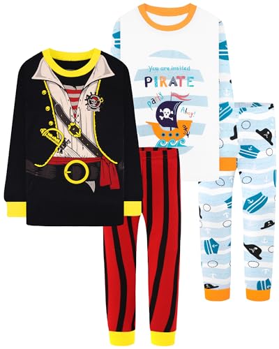 Image of DAUGHTER QUEEN Boys Pajamas 4 Pieces Long Set 100% Cotton Sleepwear Size 18 Months-12 Years