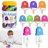 Lflwacy Ice Cream Counting and Color Sorting Set Stacking Toys for Kids 3-5, Alphabet Learning Toys for Fine Motor Skills, ABC Learning Toys, Preschool Classroom Must Haves Learning Resources