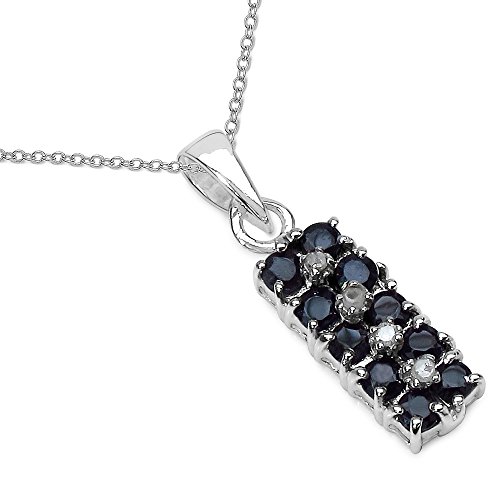 Preisvergleich Produktbild Silvancé - Damenschmuck Collier - 925 Silber, rhodiniert - echter Edelstein: Saphir - Länge: 45cm - P323S