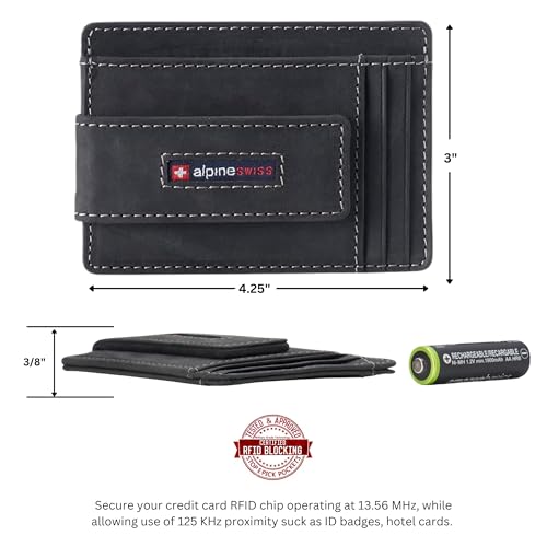 Image of alpine swiss Harper Mens RFID Slim Money Clip Front Pocket Wallet Minimalist Leather ID Card Holder