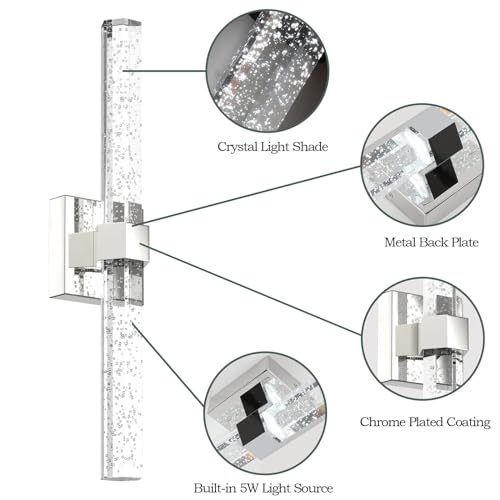 YOOCHUENG Wall Lamp Crystal Modern, Art Deco with Three-Colour Lighting - Image 2