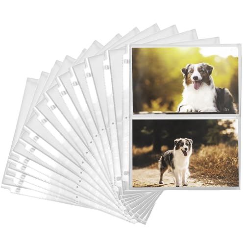 Samsill 100 Pack 5x7 Photo Album Refills, 100 Pictures, 3-Ring Binder Photo Sleeve Inserts, 2 Pocket Photo Page for 5x7 Photographs, Postcards, Recipe Cards, 400 Pictures Total by Samsill - Used condition - CA$18.91