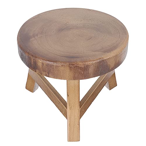 Amosfun フラワースタンド 花台 スツール 木製 低い 丸型 おしゃれ 室内 園芸ラック 植木鉢 飾り台 観葉植物 小物置き 多肉植物 蘭 棚 ポットホルダー バルコニー 庭 コーヒー 18x18cm