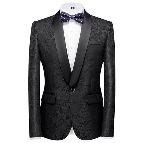 Manteau Mariage Homme Jacquard Veste de Costume Revers Châle Chic