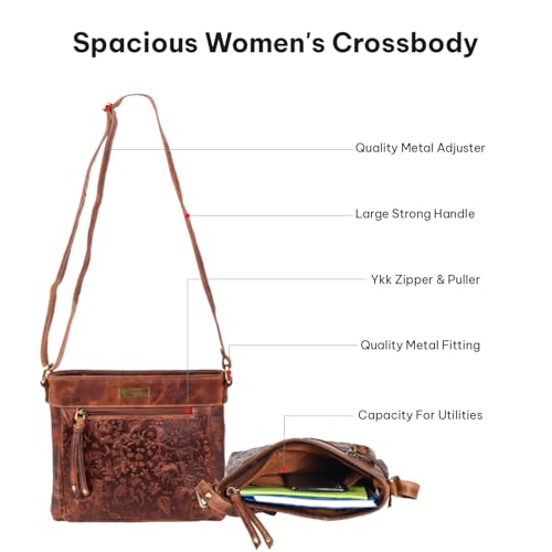 Genuine Leather Crossbody Bag For Women - Real Leather Crossover Bag For Women - Adjustable Strap4