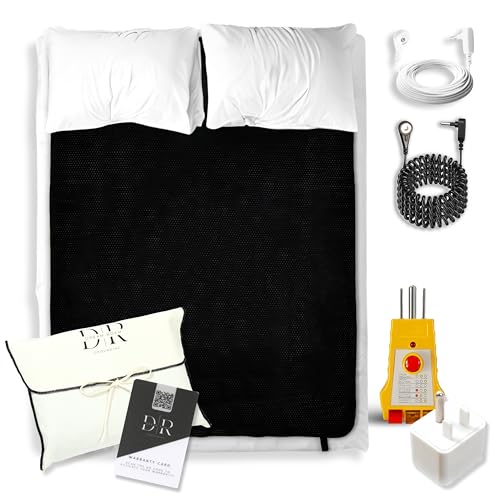 Grounding Mat for Bed, Natural Sleep Solution, Conductive Mattress Cover, Safety Adapter, 2 Cords, Premium Packaging, 2-Year Warranty by Dream Roam Grounding, Queen: 54