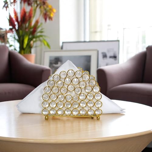 Image of Crystal Bathroom Tissue Holder | Napkin Holder | Best for Coffee Table | Color - Gold | Pack of 1|