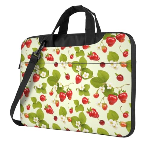 Bolso delgado para laptop con correa patrón fresa miniatura 1