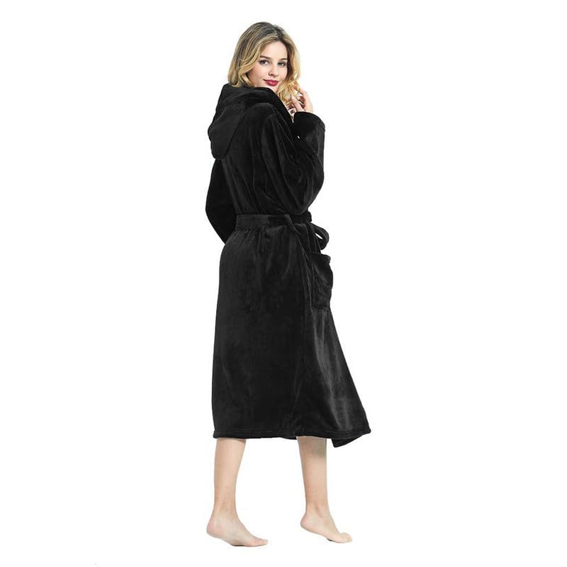 Image of HEARTNICE Womens Hooded Fleece Robe, Soft Bathrobe for Womens, Cute Long House Coat