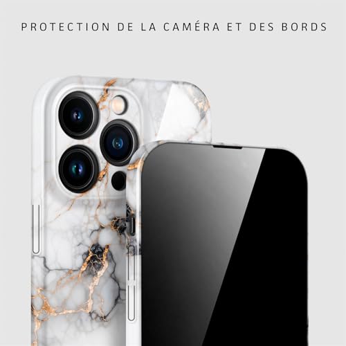 Coque effet marbre Blanc Or haut de gamme pour iPhone 15 Pro Max - 2